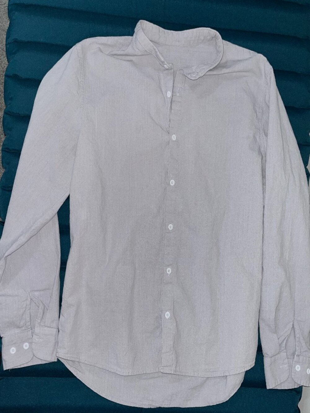 Grey Long Sleeve Cotton Blend Button Down shirt - Size L